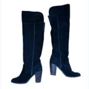 Bamboo black suede knee high chunk heel boots size 9